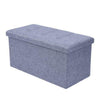 Durable Folding Storage Pouffe Footstool Seat Bench Ottoman Linen Suede Box Gray