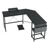 L-Shaped Computer Desk Large Corner Table Workstation with Shelf/Bag/CPU Stand