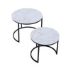 MODERN SET OF 2 MARBLE EFFECT NEST OF TABLE ROUND SIDE TABLE WITH METAL FRAME