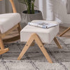 Ottoman Pouffe Linen Footstool Wooden Leg Low Padded Footrest Stool Seat