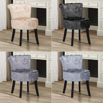 Dressing Table Stool Crushed Velvet Bedroom Vanity Chair Small Guest Bedroom
