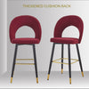Velvet Bar Stool Modern Breakfast Bar Chair Kitchen Barstool Backrest Metal Legs