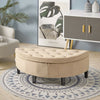 Upholstered Ottoman Semicircular Stool Chair Bench Box Storage Chest Window Seat