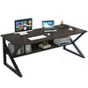 Black Home Office Computer Desk with Shelves Desktop PC Table Study Workstation