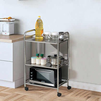 Kitchen Trolley Cart Slim Rolling Three Tiers Storage Rack Trolley With Wheels