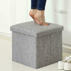 Grey Folding Storage Ottoman Pouffe Makeup Seat Foot Stool Storage Box FootStool