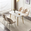 Dining Chairs Set of 4 Velvet Upholstered Padded Seat Metal Legs Chairs Beige
