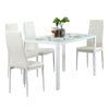 Glass Dining Table Set with 4 Faux Leather Chairs Seat Kitchen Furniture