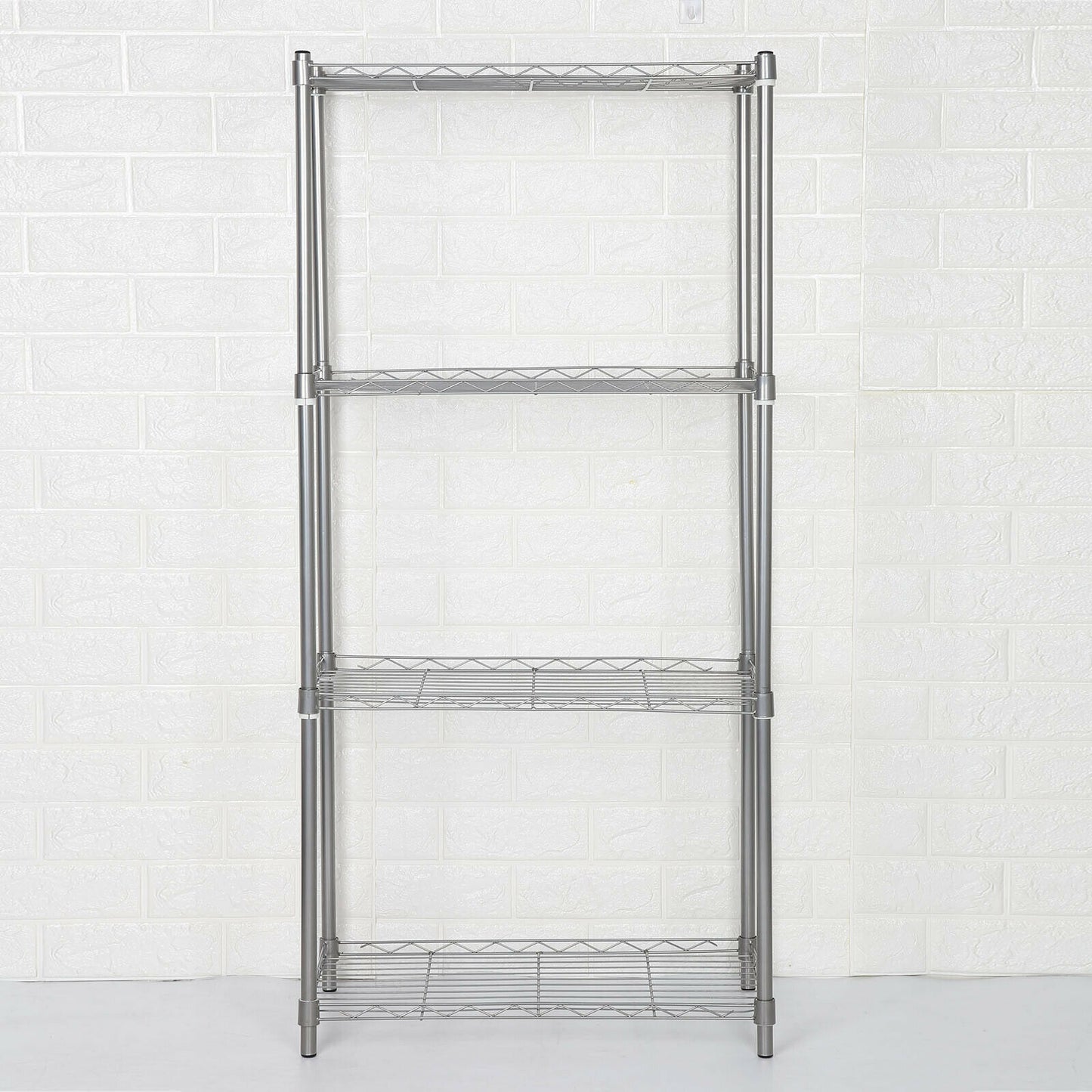 4 Tier Silver Metal Storage Rack/Shelving Wire Shelf Kitchen/Office Unit Stand