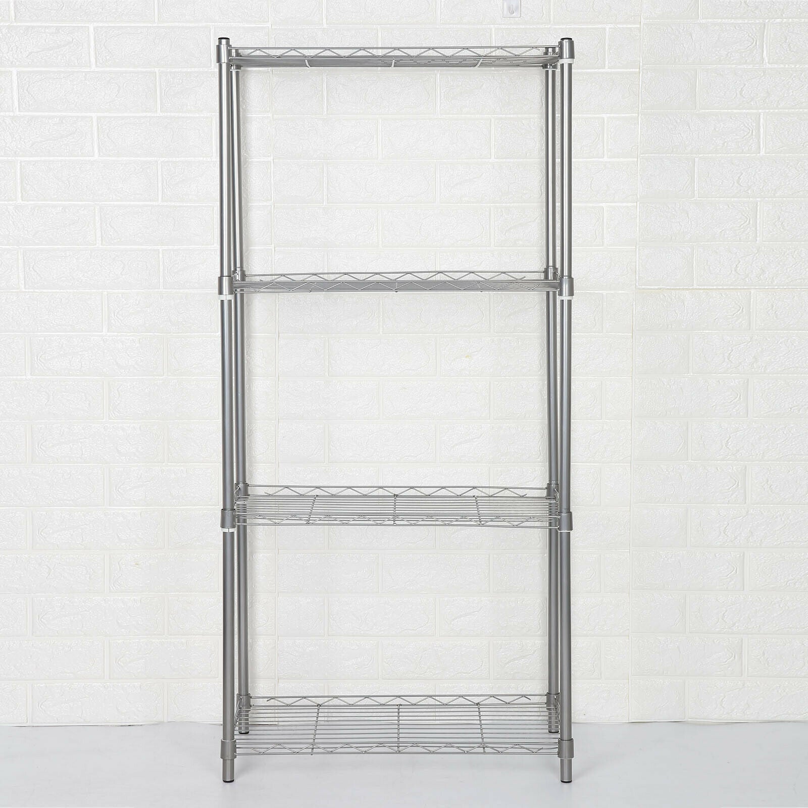 4 Tier Silver Metal Storage Rack/Shelving Wire Shelf Kitchen/Office Unit Stand