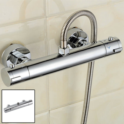 Round Modern Chrome Thermostatic Bar Mixer Shower Valve Round Top 1/2