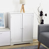 Bathroom Cabinet Sideboard Cupboard White MDF 2 Doors w/ Adjustable Shelves