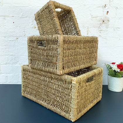 Rectangular Woven Seagrass Hampers Bathroom Kitchen Wicker Basket Storage Gift