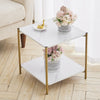 Modern Marble Coffee Tea Table 2 Tiers Sofa Side End Night Stand Storage Cabinet