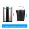 3/5L S/LESS STEEL SILVER PEDAL BIN KITCHEN BATHROOM TOILET RUBBISH Detachable