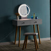 LED White Dressing Table Makeup Desk with Stool Bedroom Furniture Modern Gift