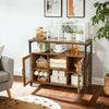 Industrial Kitchen Storage Cabinet Rustic Buffet Sideboard Glass Cupboard Doors