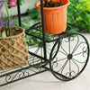 Outdoor Indoor Pot Plant Stand Garden Decor Flower Rack Wrought Iron 4 Wheeler