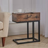 Vintage Sofa Side End Table C-Shaped 1 Drawer Storage Bedside Cabinet Nightstand