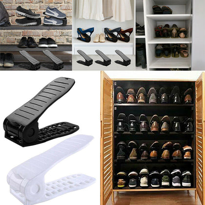 12x Adjustable Shoe Slots Rack Organiser Shoe Storage Stacker Holder Space Saver