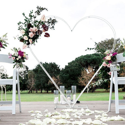 Heart Shape Metal Arch Frame Arrangement Wedding Background Flower Balloon Stand