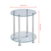 2 Tier Glass Side Table Sofa End Coffee Storage Shelf Living Room Black&Clear BN