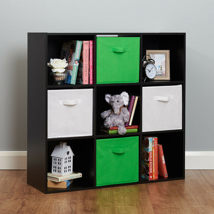 Black 9 Cube Kids Green & White Toy/Games Storage Unit Girls/Boys Bedroom Shelf