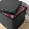 Folding Ottoman Black Faux Leather Chest Solid Sturdy Storage Space Saving Box
