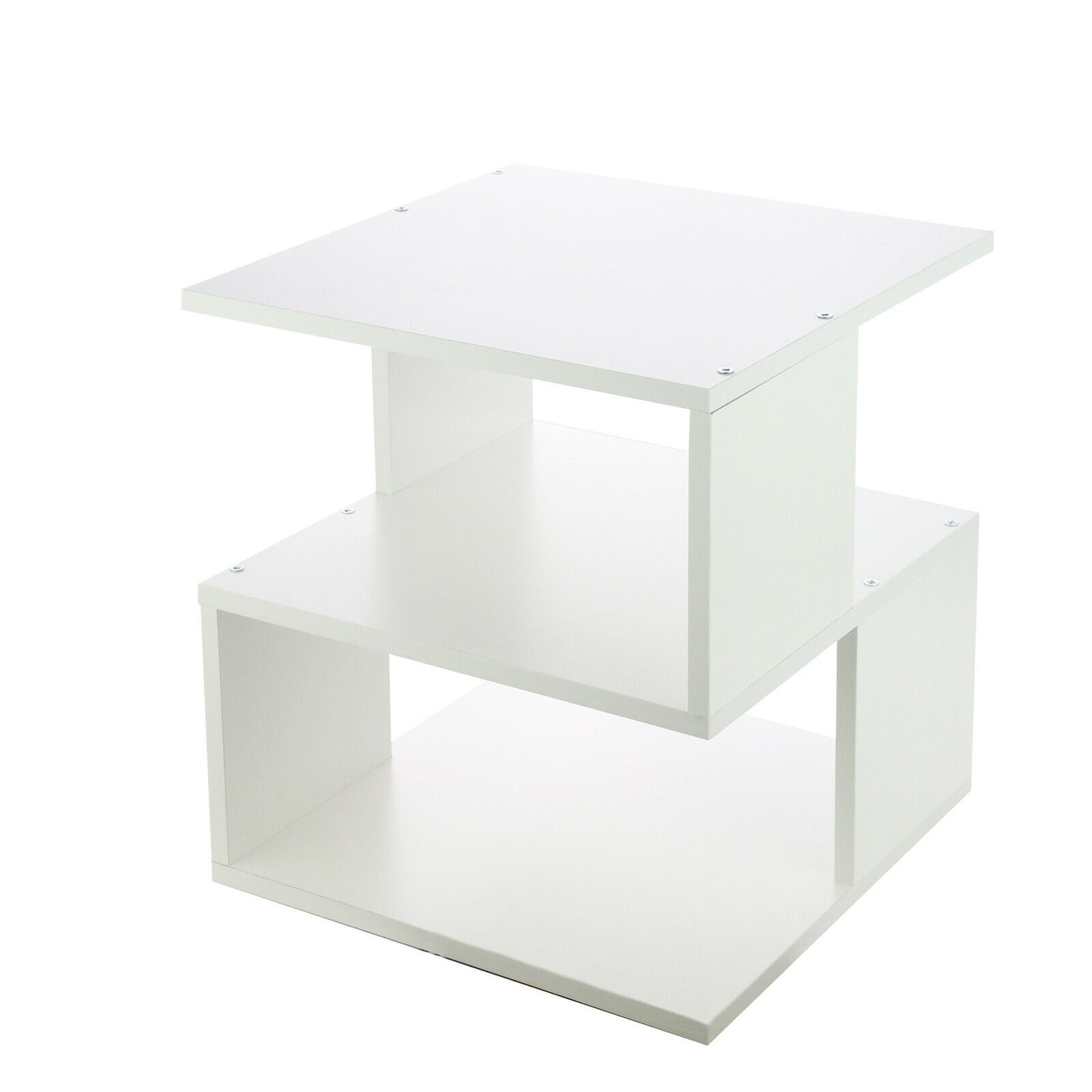 Modern Coffee Tea Table Square Side Desk Bedroom Nightstand with Storage Shelf