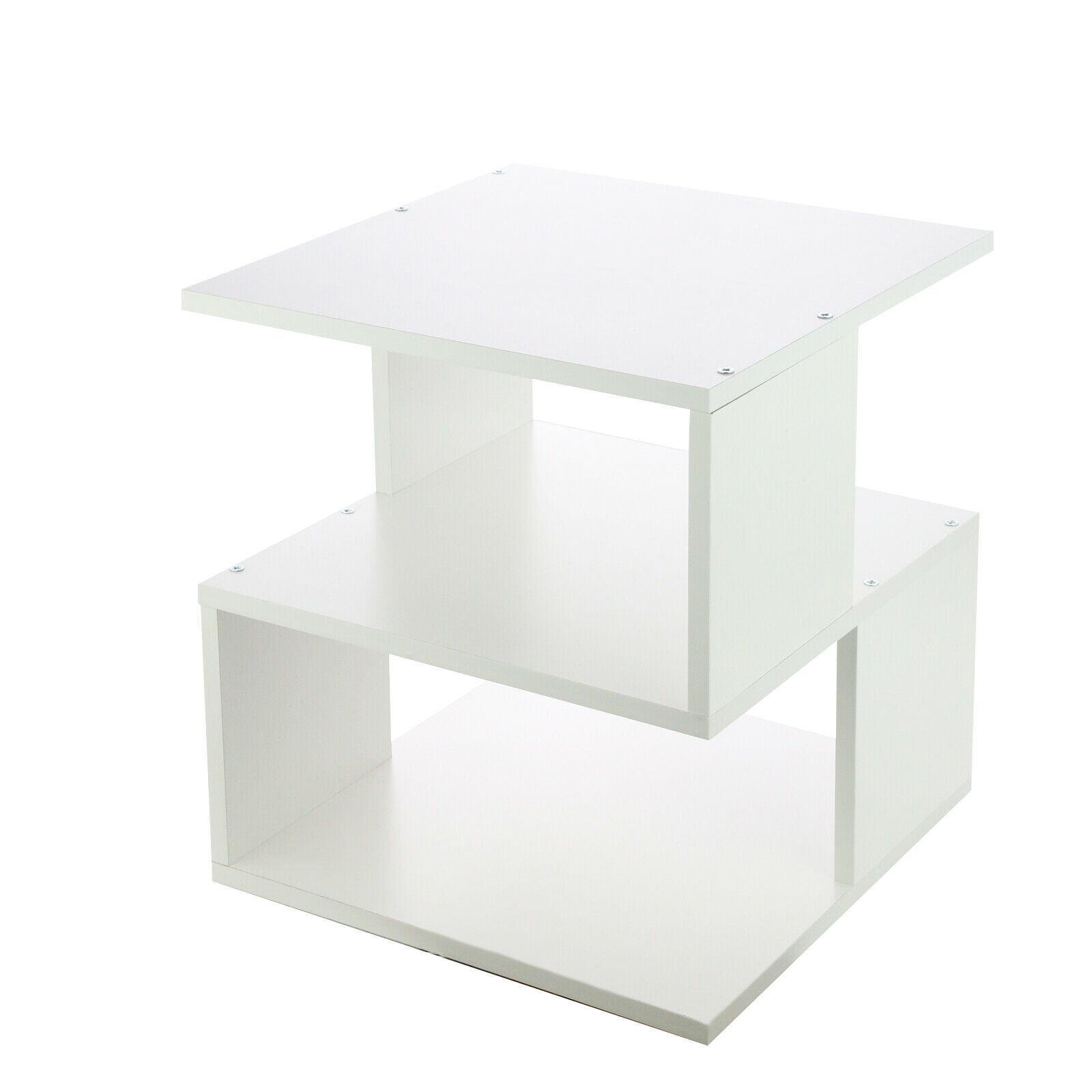 Modern Coffee Tea Table Square Side Desk Bedroom Nightstand with Storage Shelf