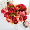 13 Heads Silk Peony Artificial Flowers Peony Wedding Bouquet Home Party Decor