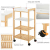 4-Tier Moving Kitchen Storage Trolley Cart w/ Tray Shelves 4 Wheels Home