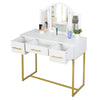 Dressing Table Makeup Desk with Folding Mirror Drawers Bedroom Vanity Home White