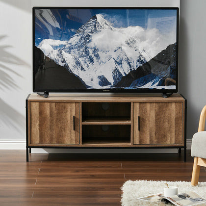 Industrial TV Unit Table Stand Display Cabinet with Door Cupbaord 2 Tier Shelves