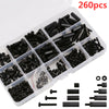 260pcs M3 Spacer Nylon Black Hex Screw Nut Standoff PCB Assortment Box Kit