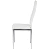 2 Modern White Faux Leather Dining Chairs Padded Seat High Back Chrome Metal Leg