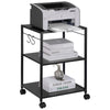 Printer Stand 3-Tier Rolling Printer Cart with Hooks and Storage Shelves