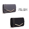 Ladies Chain Evening Envelope Clutch PU Leather Shoulder Bag Handbag