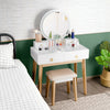 Modern Makeup Table Set Vanity Dressing Table W/ Stool LED Mirror & 4 Drawers