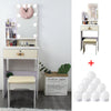 Small Dressing Table w/ 10 LED Light Mirror Dresser Bedroom Makeup Desk & Stool