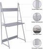 Corner Computer Desk Wood Ladder PC Laptop Writing Table with Shelf Storage Grey