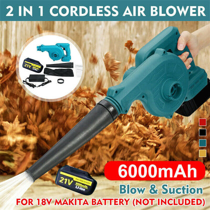21V 6000mAh Cordless Garden Yard Leaf Snow Blower Air Vacuum Lightweight 2-in-1