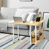 360° Free Rotating End Table Movable Couch Sofa Side Table W/ 2-Tier Shelves