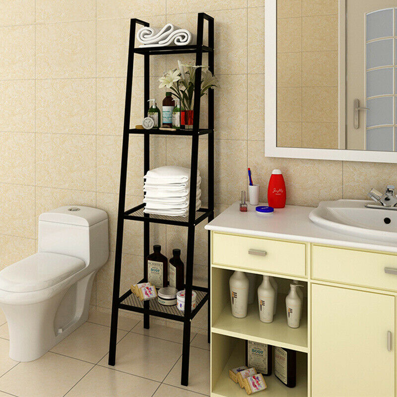 Metal Ladder Shelf 4 Tier Bookshelf Storage Rack Plant Pot Display Shelving Unit