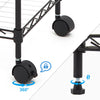 Mondeer 5 Tier Metal Storage Rack w/ 4 Wheels 8 Hooks PP Partition Office Black