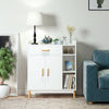 Cupboard White Storage Cabinet Sideboard with 3 Shelves, 2 Doors and 1 Drawer