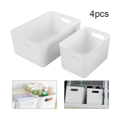 4Pc Plastic Studio Basket Bathroom Kitchen Home Office Storage Boxes Set