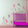 Walplus Wall Sticker Decal Wall Art Pink Dandelion with Fairies Home Decorations