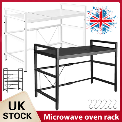 2/3Tier Kitchen Adjustable Microwave Oven Rack Stand Storage Holder Corner Shelf