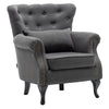 Chesterfield Linen Fabric Armchair Buttoned Wing Back Chair Queen Anne Sofa Seat